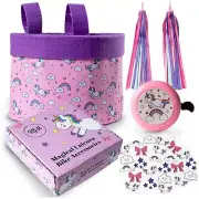Bike Basket for Girls kit - Unicorn Streamers, Girls Bike Basket Front Facing...