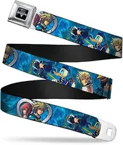 [Buckle-Down] Seatbelt Belt - Kingdom Hearts 6-Character Pose2/Turquoise Blues - 1.5" Wide
