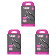 3PK Core Essentials 3.5mm Jack to Type-C Audio Adaptor Stereo Converter Black