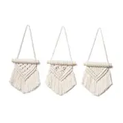Mkono Mini Macrame Wall Hanging Set of 3 Cute Boho Christmas Tree X-Small
