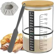 BRIRILINE Pro Sourdough Bread Starter Kit - 34 oz sourdough jar with 5 unique features for the perfect sour dough bread & sourdough starter kit - baking supplies