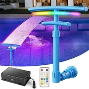 Dual Spray Pool Fountain for Above and Inground Pools, Pool Waterfall Aerator with 9-Color LED Lights and 4 Modes, Adjustable Pool Sprinkler Fountain Swimming Pool Cooler, Pool Accessories Pool Decor
