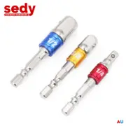 3Pcs Socket Bit Adaptor Drill Nut Driver Power Extension Adapter Set 1/4 3/8 1/2
