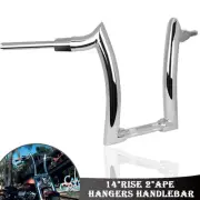 14'' Rise Handlebar Ape Hanger Chrome Fit For Harley Dyna Softail Touring