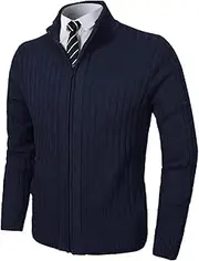 [Pioneer Camp] Men's Cardigan Sweaters Full Zip Up Stand Collar Slim Fit Casual Knitted Sweater with 2 Front Pockets