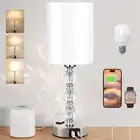 Touch Bedside Crystal Lamps for Bedrooms Nightstand with USB C+A Charging Por...