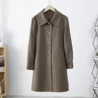 在飛比找ETMall東森購物網優惠-100%澳洲羊毛！中長款長袖寬松系扣雙面呢羊毛大衣女風衣外套