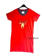 Reindeer Christmas Red Top Ladies Girls Casual Tee Tops Xmas Novelty Primark
