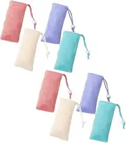 HIAKDOFT 8pcs Travel Mesh Soap Bag with Drawstring for Bath Shower Foam Net Pouch