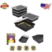 Lightweight 5-Pack Storage Trays - Dishwasher Safe Organizer for School & Office