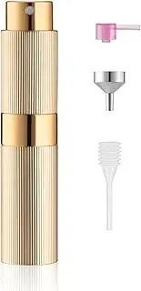 8 ml Aluminium Perfume Atomiser Refillable Empty Pinstripe Perfume Atomiser, Travel Atomiser Bottle for Travel (Gold)