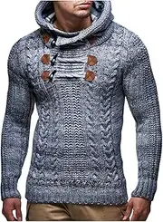 [Leif Nelson] Men's Knitted Pullover Hoodie Sweatshirt LN6004