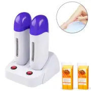 Depilatory Roll On Wax Heater Hot Waxing Kit Hair Removal with 2x100g Cartridge