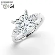 Princess Solitaire Labgrown Diamond Trilogy Ring Platinum 5.50 Ct F VVS2