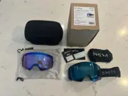 $340 New Smith 4D Mag Snow Goggles Black ChromaPop Everyday Blue Mirror Ski