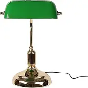 TOMVAES Vintage Desk Lamp with Green Glass Shade, Emerald Green Glass Top, LED Table Lamp for Home Office, Study Room, Library, Workplace, Bedroom, Bedside