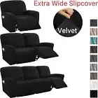 Extra Wide Velvet Recliner Sofa Cover Slipcover XL Size Slipcover 1/2/3/4 Seater