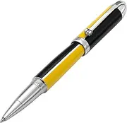 Xezo Visionary Brass and Aluminum Rollerball Pen, Speed Yellow and Black Lacquer. Numbered in Limited Edition of 500. Classic Art Deco Color Disposition, Retrofuturistic Body Style
