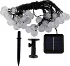 Sunnydaze 20 Foot 30-Count LED Solar Powered String Lights Outdoor Globe, White