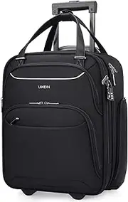 [UKEIN] Underseat Carry On Luggage with Wheels, 16 Inch Soft Sided Lightweight Personal Item Travel Suitcase, Rolling Carry On Travel Bag for Men & Women, Black, carry on 16 inch, Carry-on Luggage