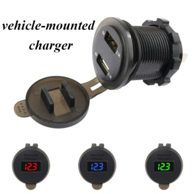 12V/24 Car Cigarette Lighter Power Outlet Adapter Socket Dual USB Port Charger