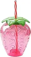 Strawberry Tumbler With Straw - Cute Shaped Drinkware for Party Decoration - Fun Beverage Container - Colorful Water Bottle