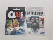 2 Hasbro Card Games, Clue and Battleship, Ages 7-8+