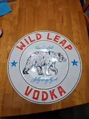 Wild Leap Vodka Tin Tacker Circle Metal Sign Man Cave Beer 17.75x17.75"