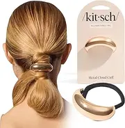 Kitsch Gold Hair Cuffs – Metal Ponytail Cuff for Women – Durable, Elegant Holder for Ponytails, Braids & Updos – Gold Hair Accessory - Medium, 1pc