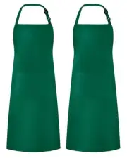 Utopia Kitchen 2 Pack Bib Aprons Adjustable w/2 Pockets Water & Oil Resist Green