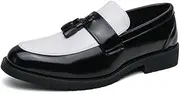 [HuitJours] Men's Loafers - Black & White | Two Tone Colors Penny Loafer | Rubber Sole | Slip on Shoes | Tassel Casual Shoes