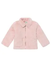 GUESS Pink Rose Faux Fur Jacket Size: 3, Polyester