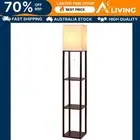 Floor Lamp 3 Tier Shelf Storage LED Light Stand Home Room Vintage White De -C-WA