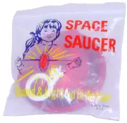 ROC Taiwan SPACE SAUCER Sound + Light UFO Plastic Pull String Toy MIB`65 RARE!