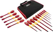 Wiha 32190 Slotted Phillips and inch Insulated Screwdriver Set 1000 Volt 15 Piece