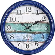 Yoiolclc Large Outdoor Clock Waterproof with Thermometer Vintage Rustic Coastal Clock for Pool Garden Patio (16 Inch)