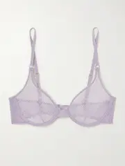 [Kiki de Montparnasse] Kiki de Montparnasse - Crocheted Lace And Mesh Underwired Soft-cup Bra - Lilac - 34B 34 B Purple
