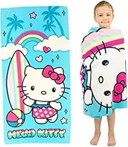 Franco Sanrio Hello Kitty Super Soft Lightweight 100% Recycled Bath/Pool/Beach Towel Made from Recycled Plastic Bottles, 58 in x 28 in, (100% Official Licensed Sanrio Product)