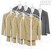 SMINDER Garment Bags for Hanging Clothes, Clear Plastic Bags Full Zipper Suit Bags PEVA Breathable Lightweight Garment Covers for Closet Storage, Suitable for Shirts, Jackets, Gowns (24 x 40/8 Pack)