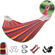MTSDM Single Hammock, Gold Armour Hammock Load 400 Ib Cotton Hammock Portable Hammock with Carry Bag for Camping Outdoor Indoor Patio Backyard with Storage Bag Thickened Rope and Metal Hook