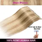 Curly Wavy One Piece Clip in Reak Remy Human Hair Extensions 3/4 Full Head 100G