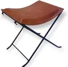 Premium Butler Brown Leather Stool - Elegant and Sturdy Portable Folding stool