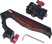 FEICHAO Handle Grip with 3/8" 1/4" Locating Hole Universal Video Rig with Cold Shoe Adapter for DSLR Camera Cage (NATO slider Handle Set A)