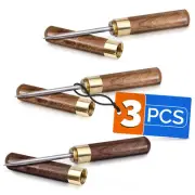 3Pcs Ice Pick Stainless Steel Home Bar Tools - Portable Kitchen dark wood