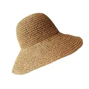 Womens Sun Straw Hat Wide Brim Summer Hat Foldable Roll up Floppy Beach Hats ...