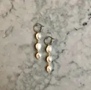 Baroque Pearl Hoops - Tri Drop Small Hoops - The Pearl Girl