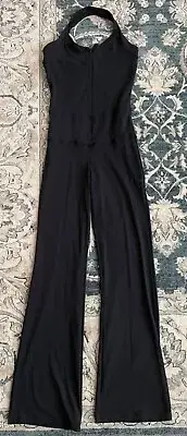 Ladies Large Black Halter Bellbottom Unitard For Dance NWT by Body Wrapers