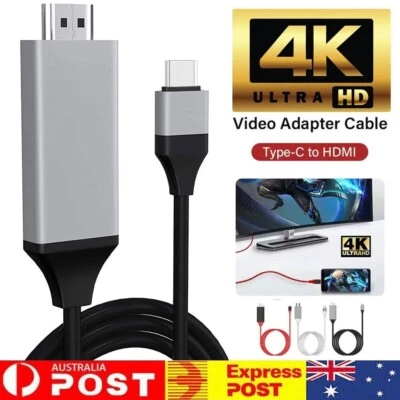 2M 4K USB C to HDMI Cable Type Adapter For iPhone 16 MacBook iPad Android Tab Au