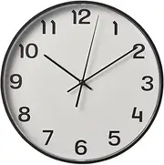 NIKTI PLUTTIS Wall Clock Minimalist Silent Non-ticking Quartz Clock 28 cm Black Frame with White Face Battery Operated For Modern Home Living room Bedroom Kitchen Office School or Classroom Decor