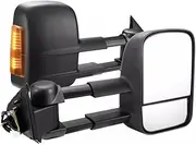 Pair Extendable Electrically Towing Mirrors for Navara D23 NP300 2015-On Black